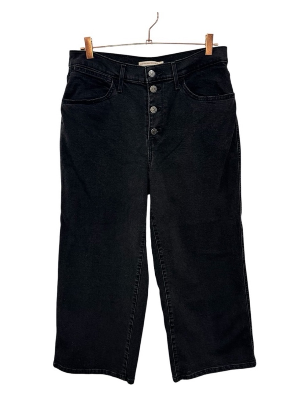 LEVI’S Mile High Cropped Wide Leg Jeans Button Fly Black Size 31 Retro Women’s